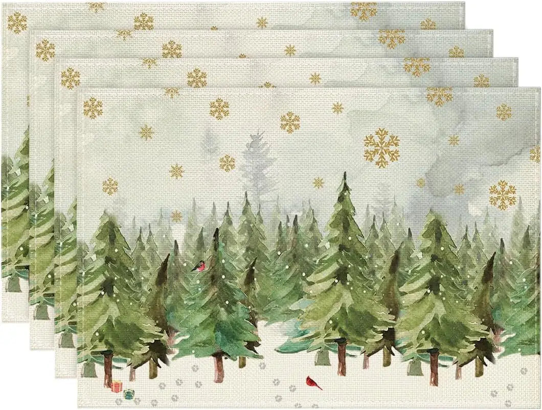 Set of 4/6/8 Eco-Friendly Linen Placemats – Non-Slip Rectangular Table Mats for Festive Decor - Home Fads