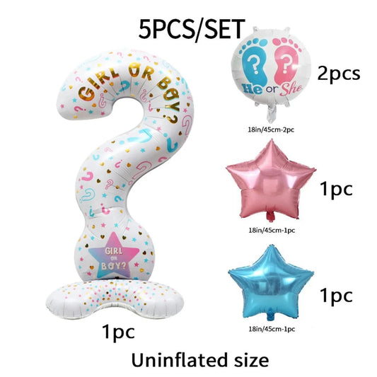 Set of 5 Gender Reveal Party Balloons - Decorations for Boy or Girl Theme Celebrations - Home Fads