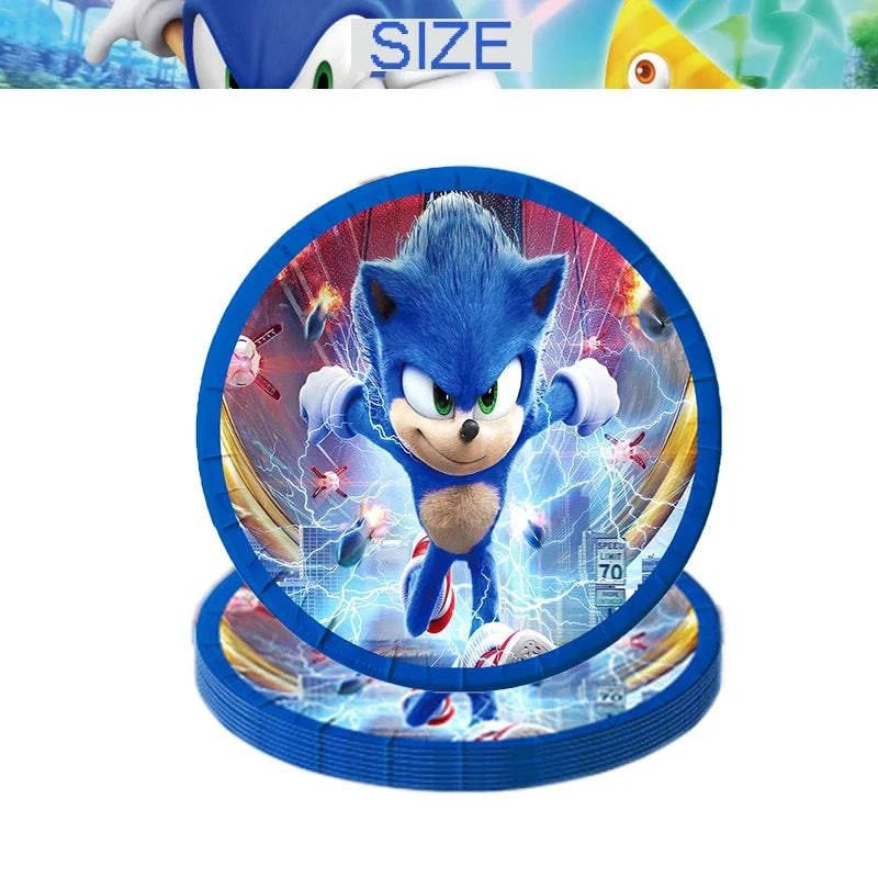 Sonic Theme Party Supplies – Tableware, Cups, Napkins, Tablecloth, Banner, Cake Topper, Balloons, Gift Bags – Boys' Birthday Decorations - Home Fads