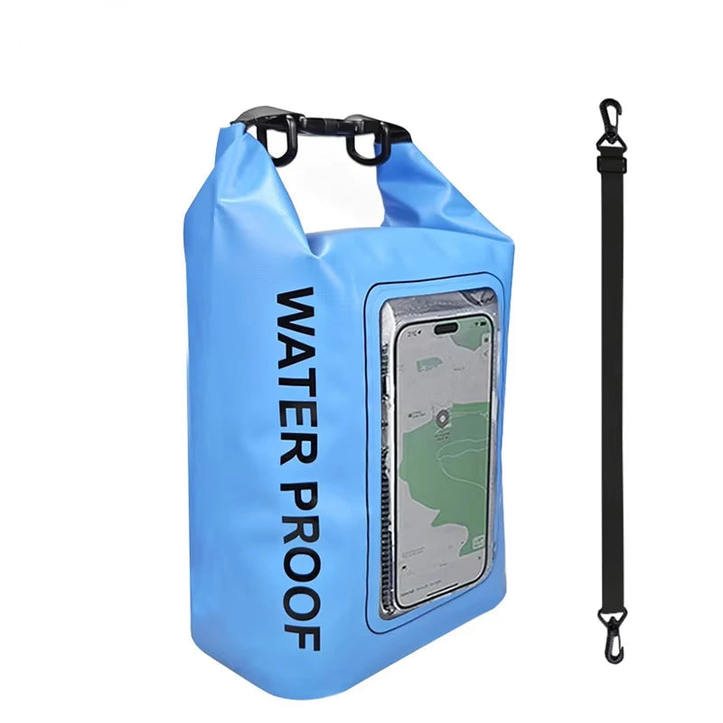 Sac étanche en PVC – Rangement flottant 2 L/5 L avec support de téléphone et sangle pour la randonnée, le bateau, le rafting et les sports nautiques