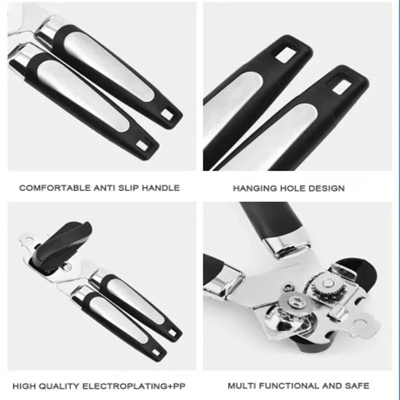 Premium Stainless Steel Can Opener with Magnetic Lid Lifter - Multifunctional Kitchen Tool for Effortless Can and Bottle Opening - Home Fads