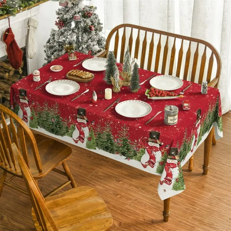 Festive Waterproof Table Cover – Oil-Resistant Rectangular Tablecloth for Holiday Gatherings, Available in Nine Sizes