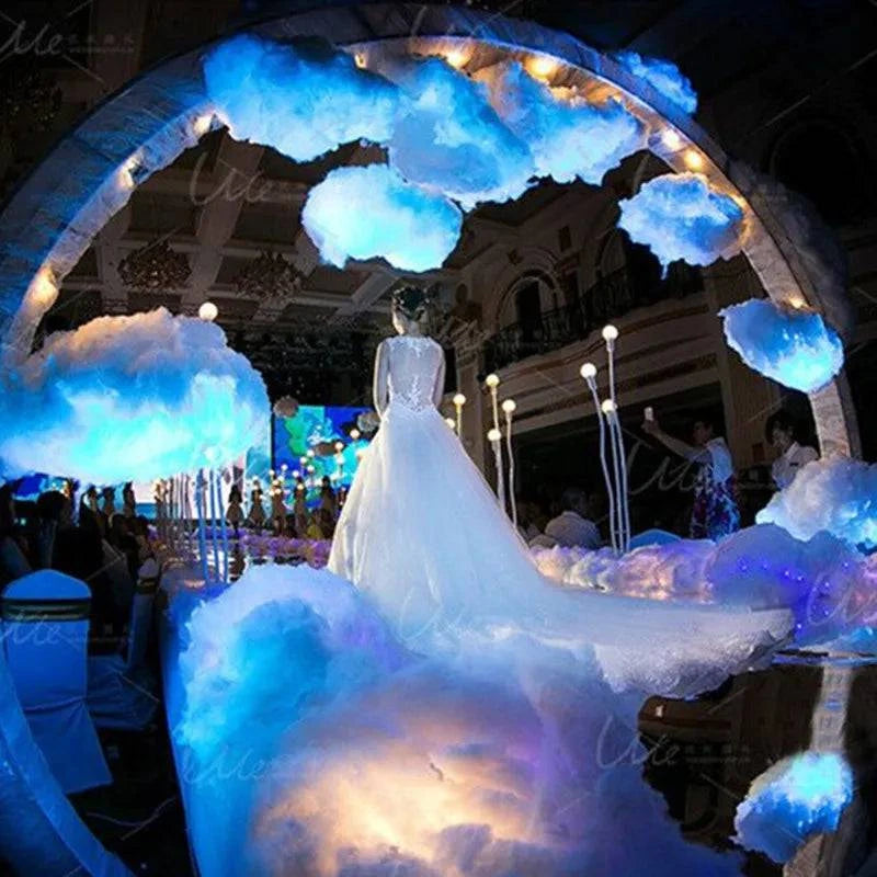 Premium Artificial White Cotton Cloud Wedding Background Decor Props - Ideal for Christmas, Birthday Parties, and Living Room DIY Hanging Decor - Home Fads