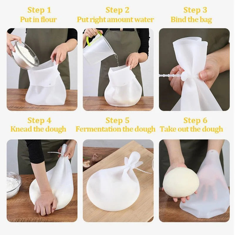 Silicone Dough Kneading Bag – Food-Grade, Non-Stick, Multipurpose for Baking, Marinating, and Food Storage - Home Fads