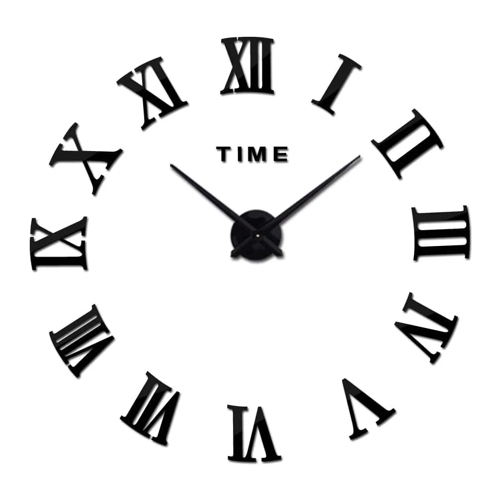 Simple 16 Inch Wall Clock - DIY Acrylic Mirror Stickers - Minimalist Design - Home Fads