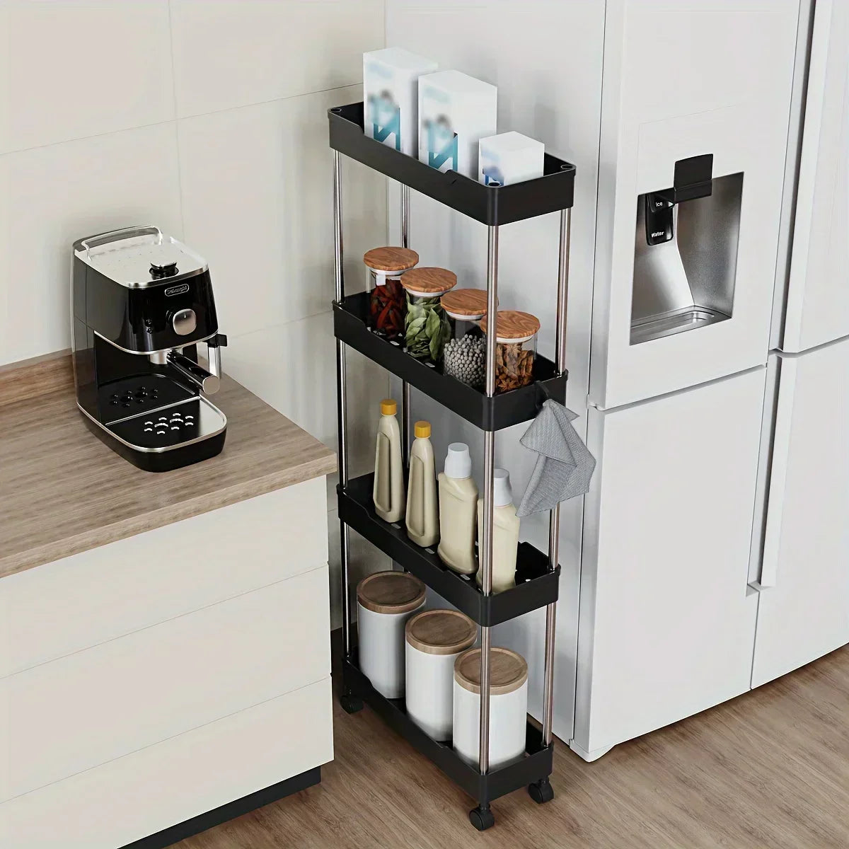 Slim Rolling Storage Cart – Multi-Tier Organizer for Bathroom, Kitchen & Small Spaces - Home Fads