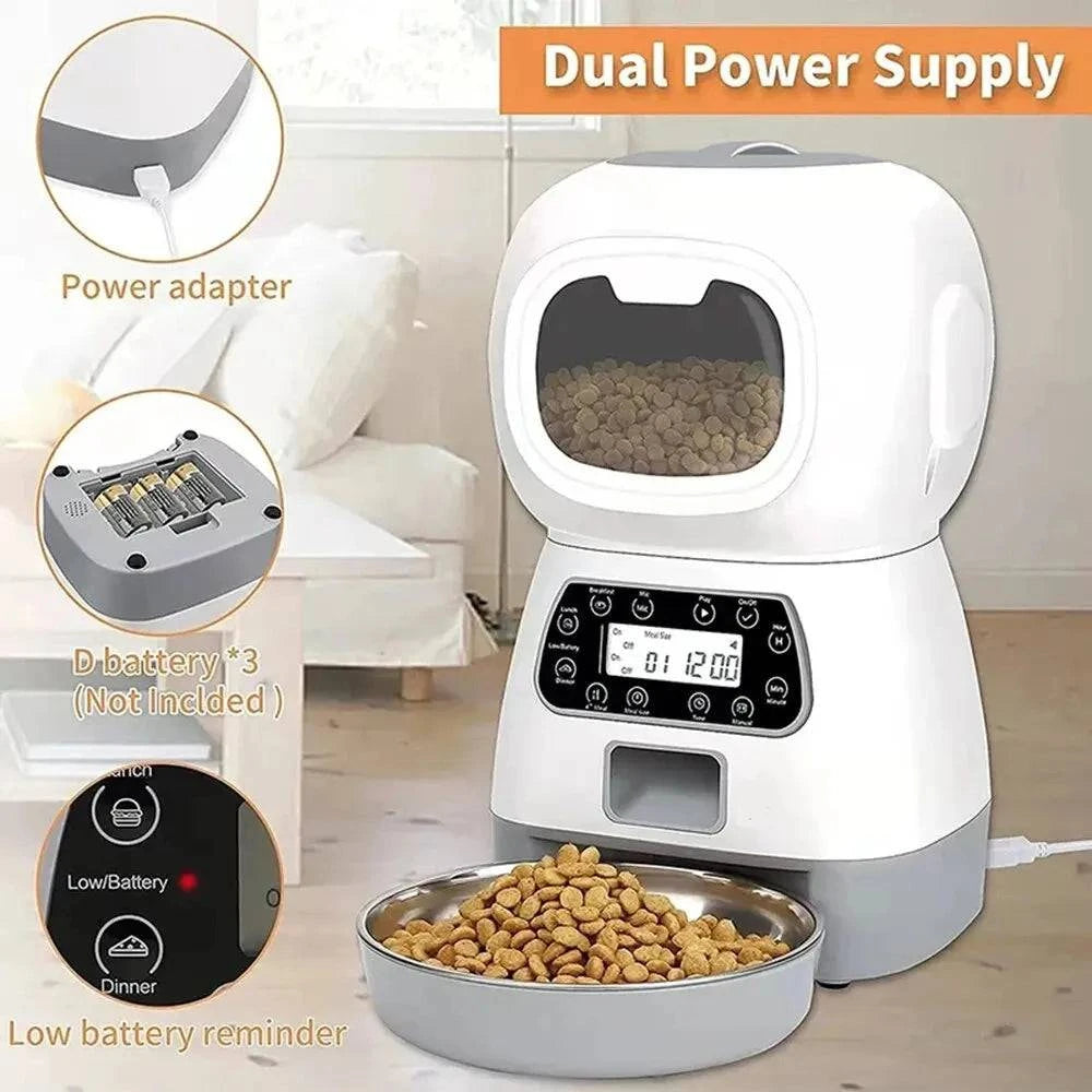 Smart Automatic Pet Feeder: Remote Control, LCD Display, Chargeable, Max 100g Dispensing (Key, WIFI, USB Options) - Home Fads