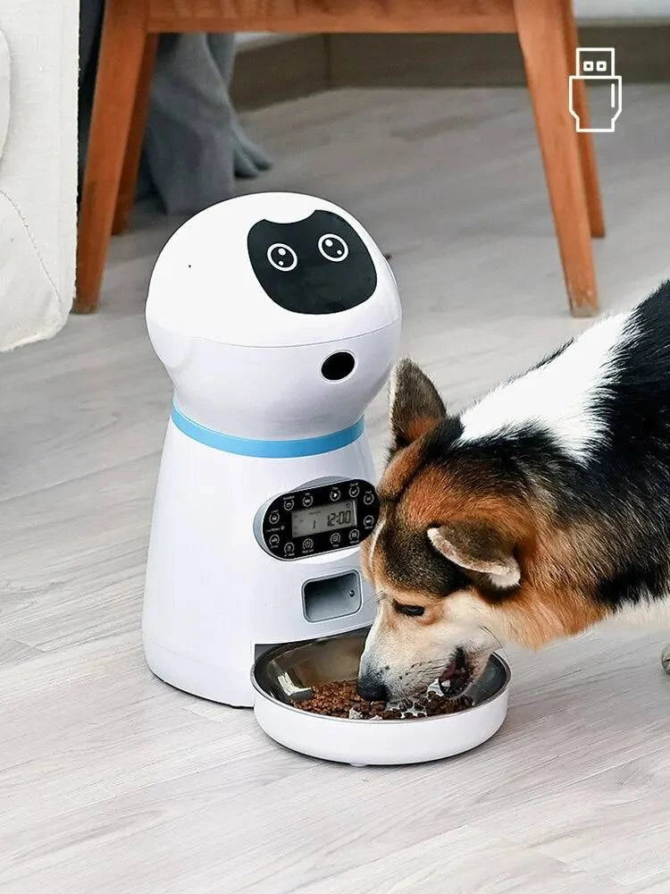Smart Automatic Pet Feeder: Remote Control, LCD Display, Chargeable, Max 100g Dispensing (Key, WIFI, USB Options) - Home Fads
