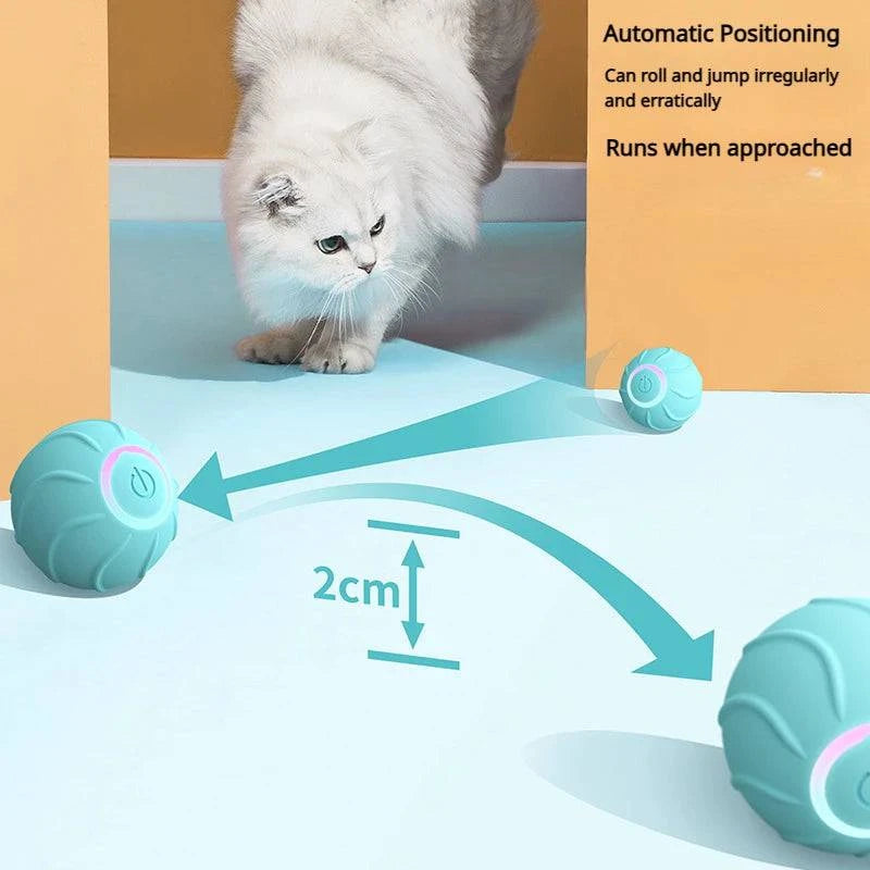 Smart Interactive Cat Toy: Automatic Bouncing Ball for Self Play with LED Lights and Sound Sensor - Rolling or Jumping Variants - Home Fads