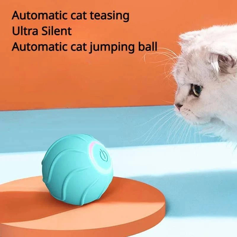Smart Interactive Cat Toy: Automatic Bouncing Ball for Self Play with LED Lights and Sound Sensor - Rolling or Jumping Variants - Home Fads