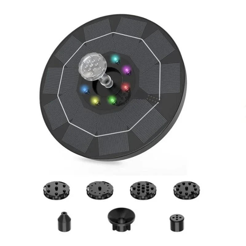 Solar Fountain Pump Kit with Optional Colorful LED Lights and Smart Light Detection for Garden and Bird Bath - Home Fads