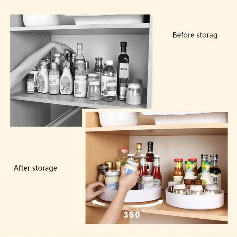Space-Saving Revolutionary 360-Degree Rotating Cabinet Organizer: Multi-Purpose Storage Solution for Kitchen, Bathroom, and Cosmetic Essentials - Home Fads