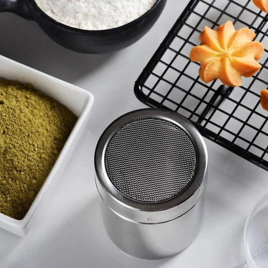 Stainless Steel Coffee Decorating Set: Cocoa Shaker with 16 Stencils - Culinary, Beverage, Baking Kit - Home Fads