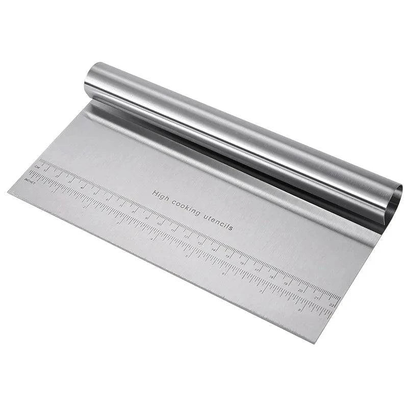 Stainless Steel Dough Cutter & Bench Scraper – Professional Pastry Chopper with Measurement Guide - Home Fads