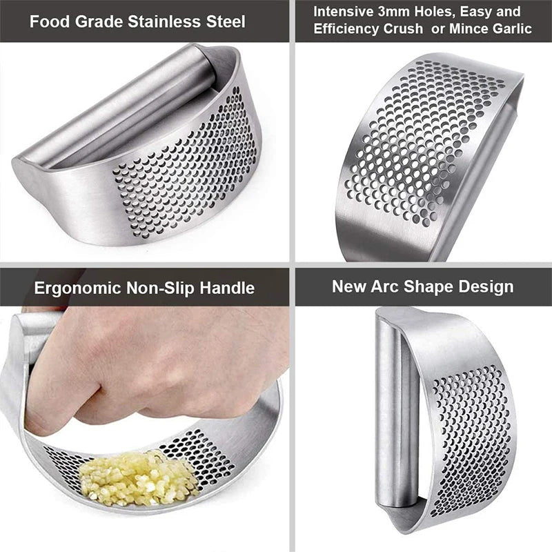 Stainless Steel Garlic Press – Manual Rocker Crusher for Garlic & Ginger – Ergonomic, Easy-to-Clean Kitchen Tool - Home Fads