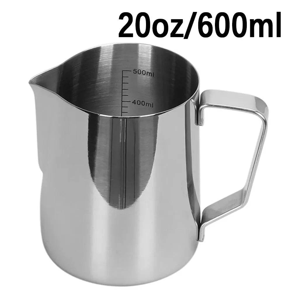 Stainless Steel Latte Art Milk Frothing Pitcher - Elegant Frothing Jug with Inner Scale for Espresso Barista - Home Fads