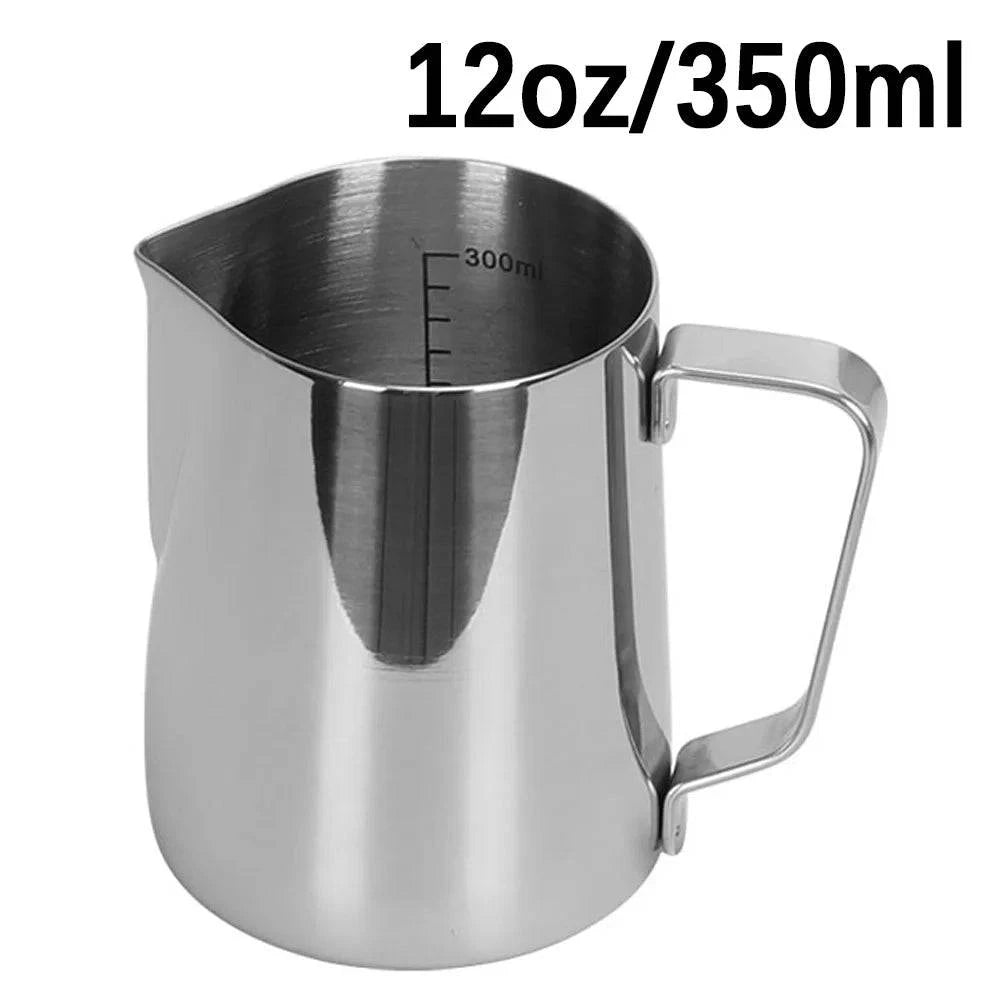 Stainless Steel Latte Art Milk Frothing Pitcher - Elegant Frothing Jug with Inner Scale for Espresso Barista - Home Fads