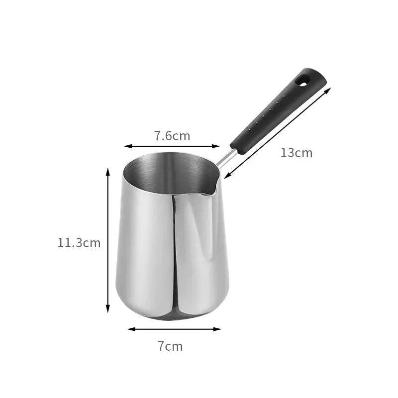 Stainless Steel Long Handle Turkish Coffee Pot with Precision Pouring Spout - C for Stovetop Chocolate Melting Pan - Home Fads