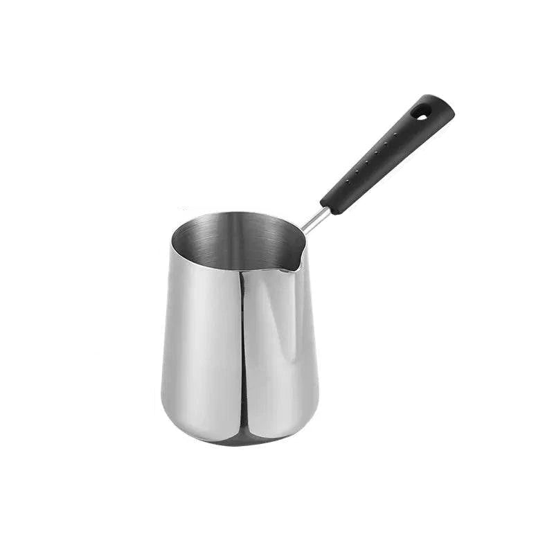 Stainless Steel Long Handle Turkish Coffee Pot with Precision Pouring Spout - C for Stovetop Chocolate Melting Pan - Home Fads