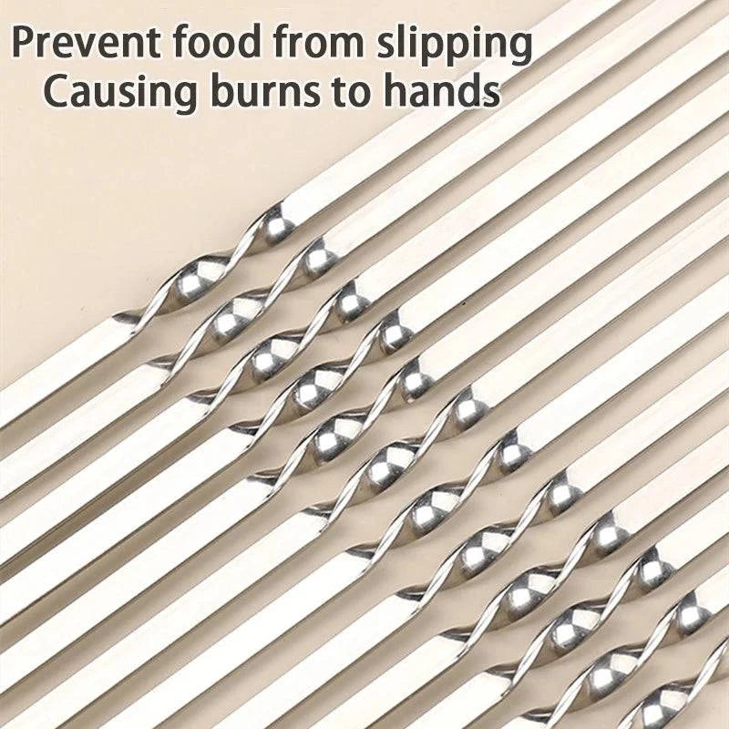 Stainless Steel Reusable BBQ Skewers Set - 10/15 Pack, Two Sizes (28cm & 33cm). Ideal for BBQs, Picnics, Grilling. Storage Tube Sold Separately - Home Fads