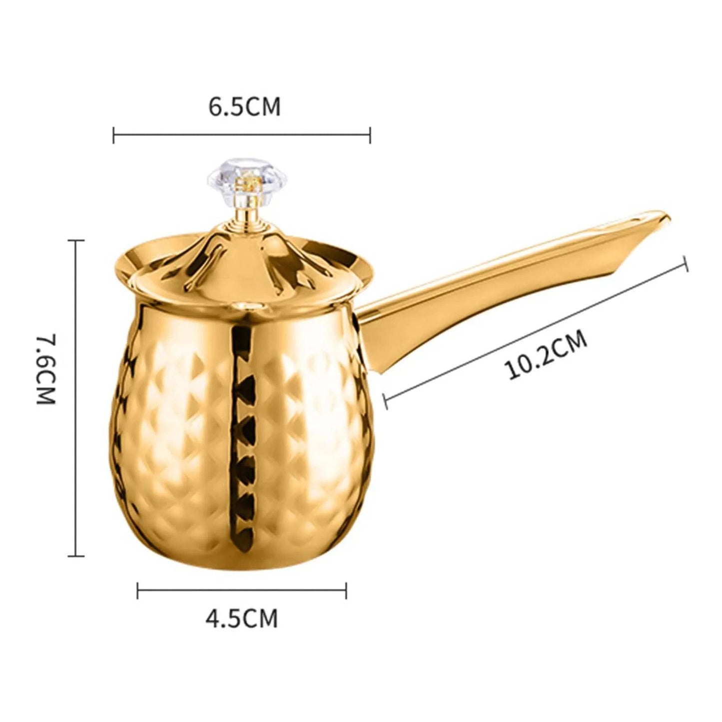 Stainless Steel Turkish Coffee Pot with Lid - Versatile Kitchen Tool for Frothing, Melting - Silver, Gold, Rose Gold - Multiple Sizes - Home Fads