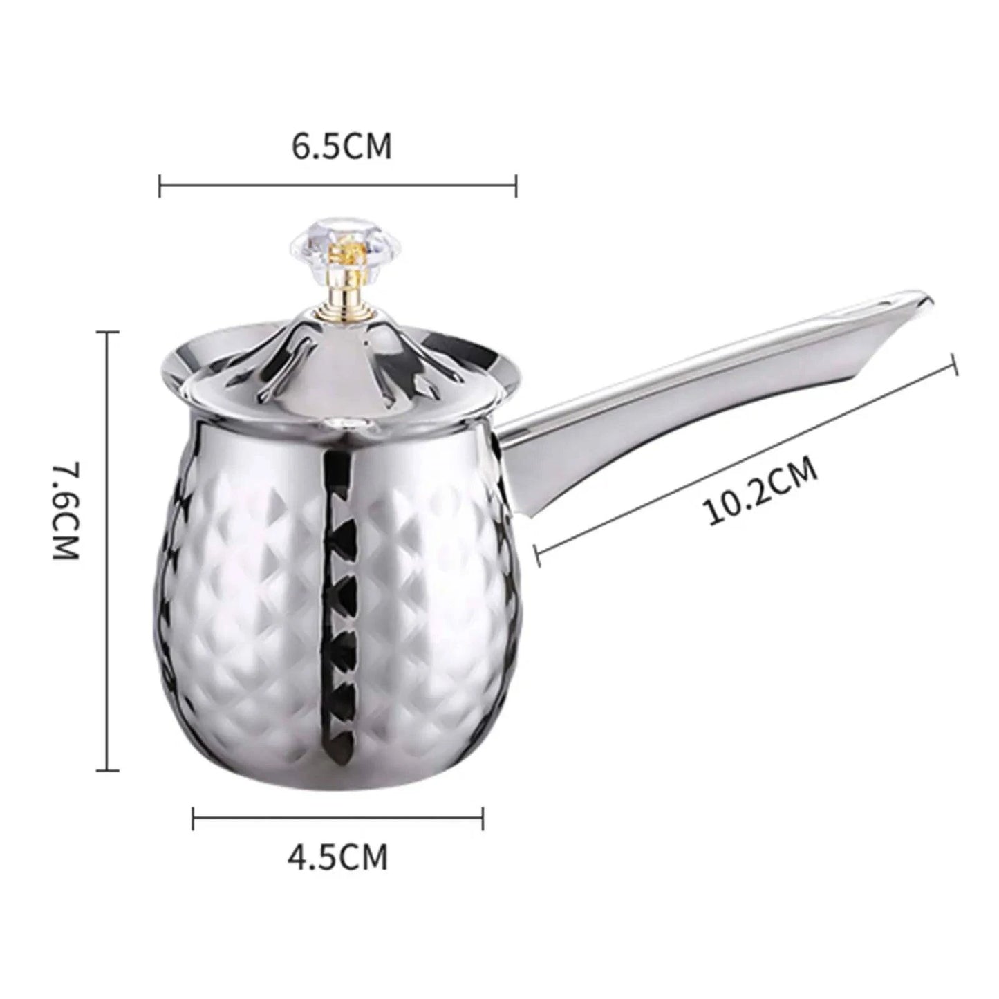 Stainless Steel Turkish Coffee Pot with Lid - Versatile Kitchen Tool for Frothing, Melting - Silver, Gold, Rose Gold - Multiple Sizes - Home Fads