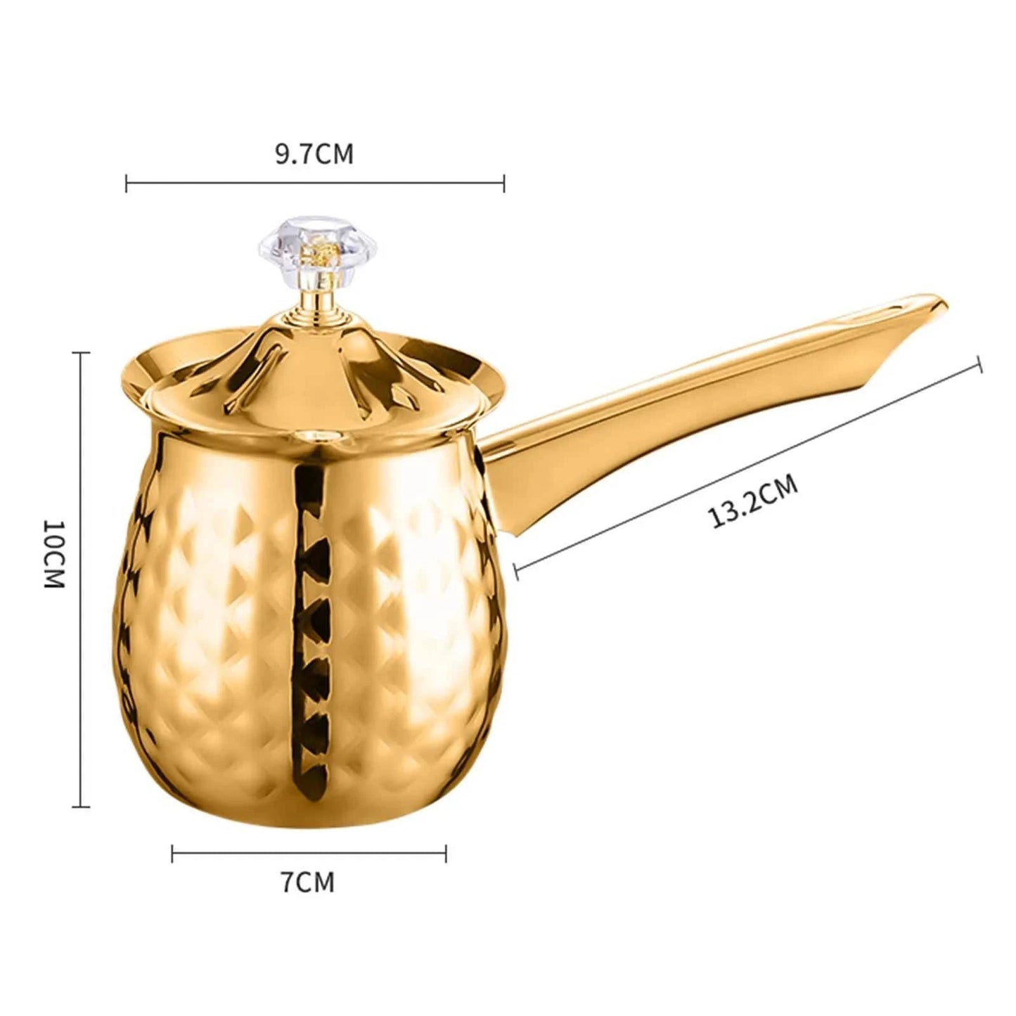 Stainless Steel Turkish Coffee Pot with Lid - Versatile Kitchen Tool for Frothing, Melting - Silver, Gold, Rose Gold - Multiple Sizes - Home Fads