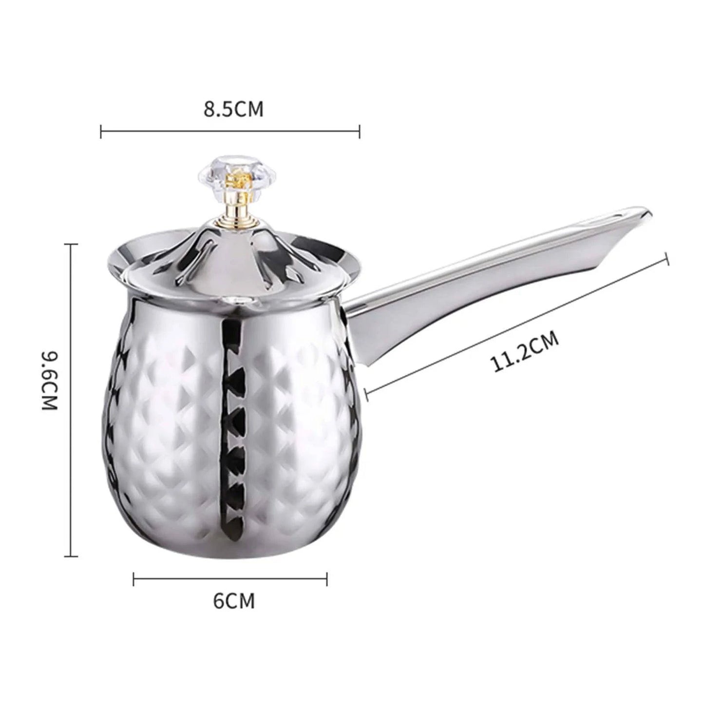 Stainless Steel Turkish Coffee Pot with Lid - Versatile Kitchen Tool for Frothing, Melting - Silver, Gold, Rose Gold - Multiple Sizes - Home Fads