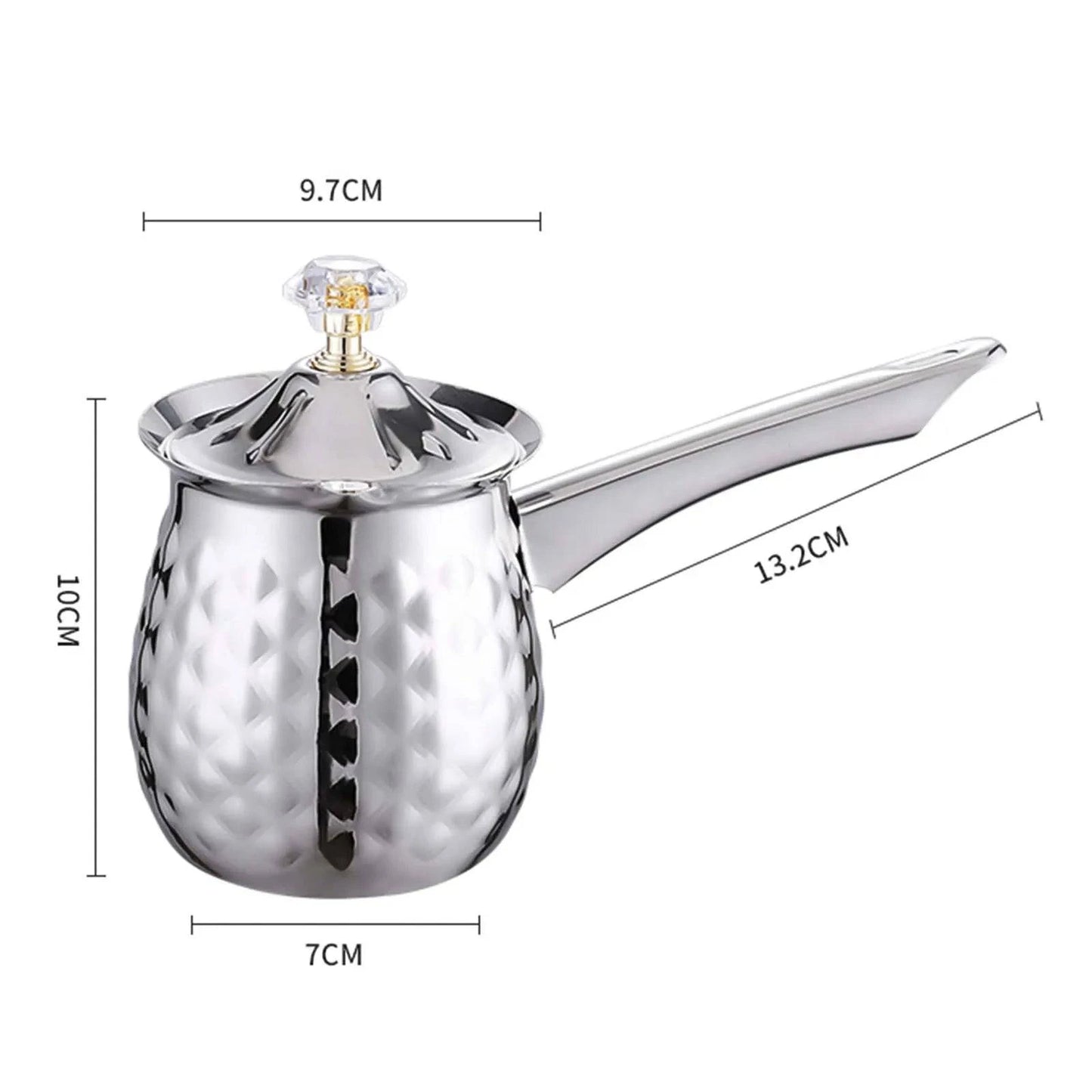 Stainless Steel Turkish Coffee Pot with Lid - Versatile Kitchen Tool for Frothing, Melting - Silver, Gold, Rose Gold - Multiple Sizes - Home Fads