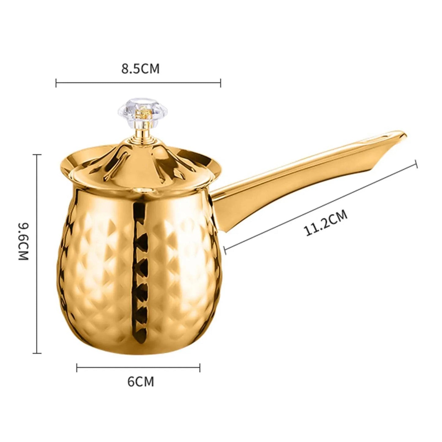 Stainless Steel Turkish Coffee Pot with Lid - Versatile Kitchen Tool for Frothing, Melting - Silver, Gold, Rose Gold - Multiple Sizes - Home Fads