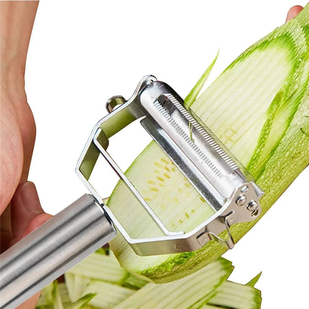 Stainless Steel Vegetable Cutter, Slicer & Peeler - Multifunctional Kitchen Tool - Small/Large Sizes - Suitable for Various Fruits & Vegetables - Home Fads