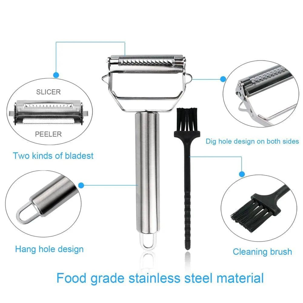 Stainless Steel Vegetable Cutter, Slicer & Peeler - Multifunctional Kitchen Tool - Small/Large Sizes - Suitable for Various Fruits & Vegetables - Home Fads
