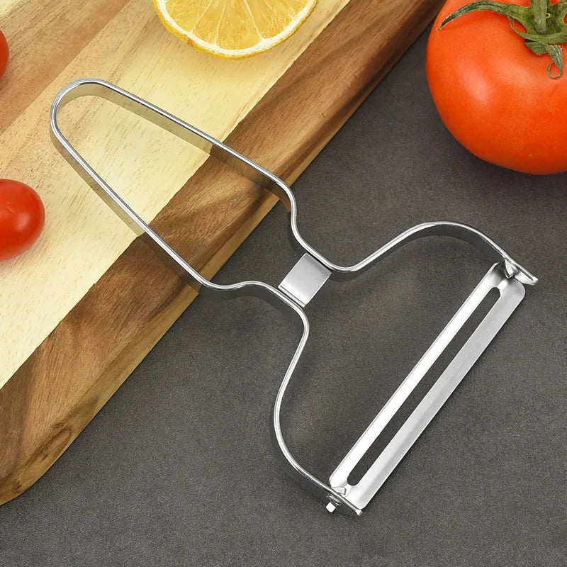 Stainless Steel Vegetable & Fruit Peeler – Wide Mouth Cabbage, Potato, and Salad Slicer with Ergonomic Non-Slip Handle - Home Fads