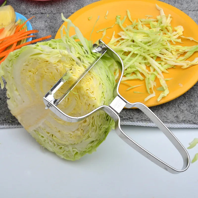 Stainless Steel Vegetable & Fruit Peeler – Wide Mouth Cabbage, Potato, and Salad Slicer with Ergonomic Non-Slip Handle - Home Fads