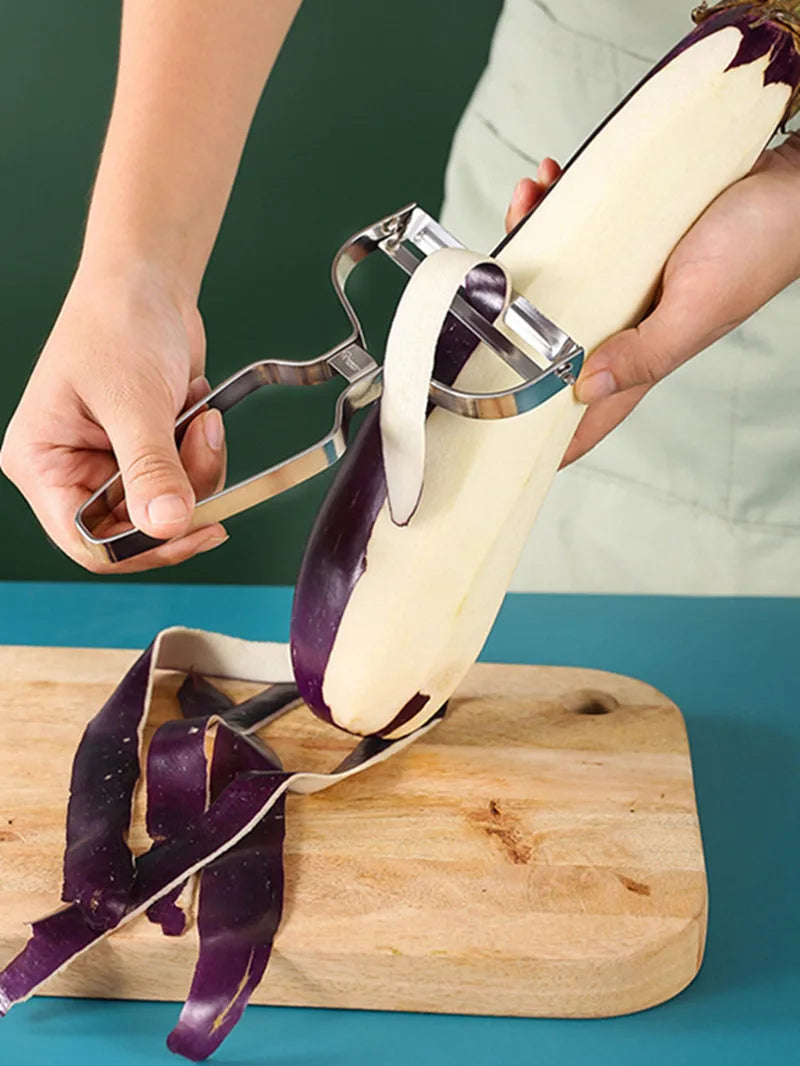 Stainless Steel Vegetable & Fruit Peeler – Wide Mouth Cabbage, Potato, and Salad Slicer with Ergonomic Non-Slip Handle - Home Fads