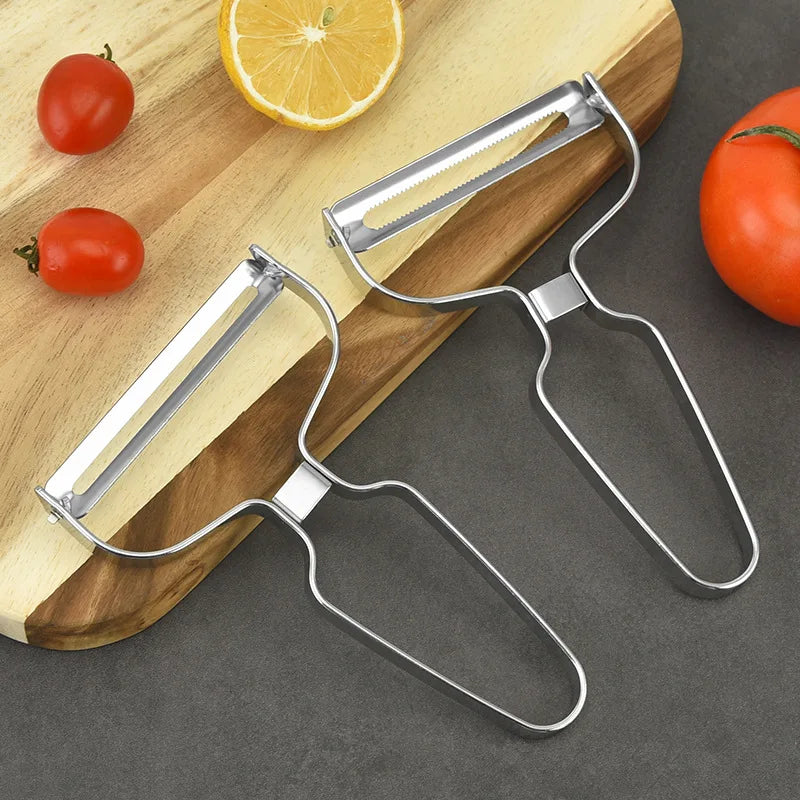 Stainless Steel Vegetable & Fruit Peeler – Wide Mouth Cabbage, Potato, and Salad Slicer with Ergonomic Non-Slip Handle - Home Fads