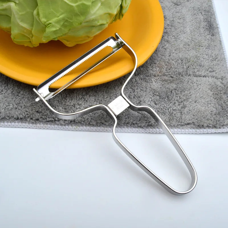 Stainless Steel Vegetable & Fruit Peeler – Wide Mouth Cabbage, Potato, and Salad Slicer with Ergonomic Non-Slip Handle - Home Fads