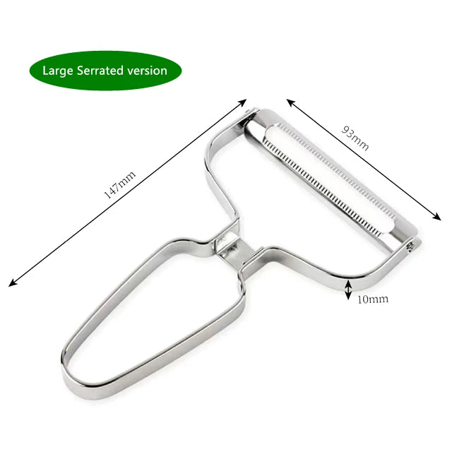 Stainless Steel Vegetable & Fruit Peeler – Wide Mouth Cabbage, Potato, and Salad Slicer with Ergonomic Non-Slip Handle - Home Fads