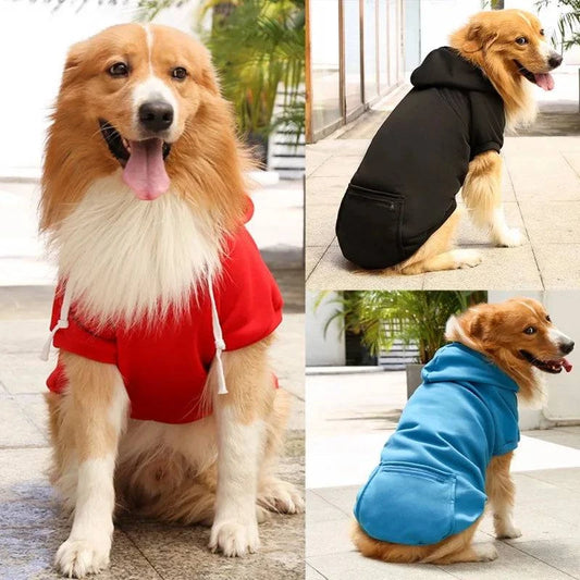 Stylish Autumn Winter Dog Sweater Hoodie with Zippered Pocket - Solid Color Apparel for Dogs of All Sizes - Home Fads