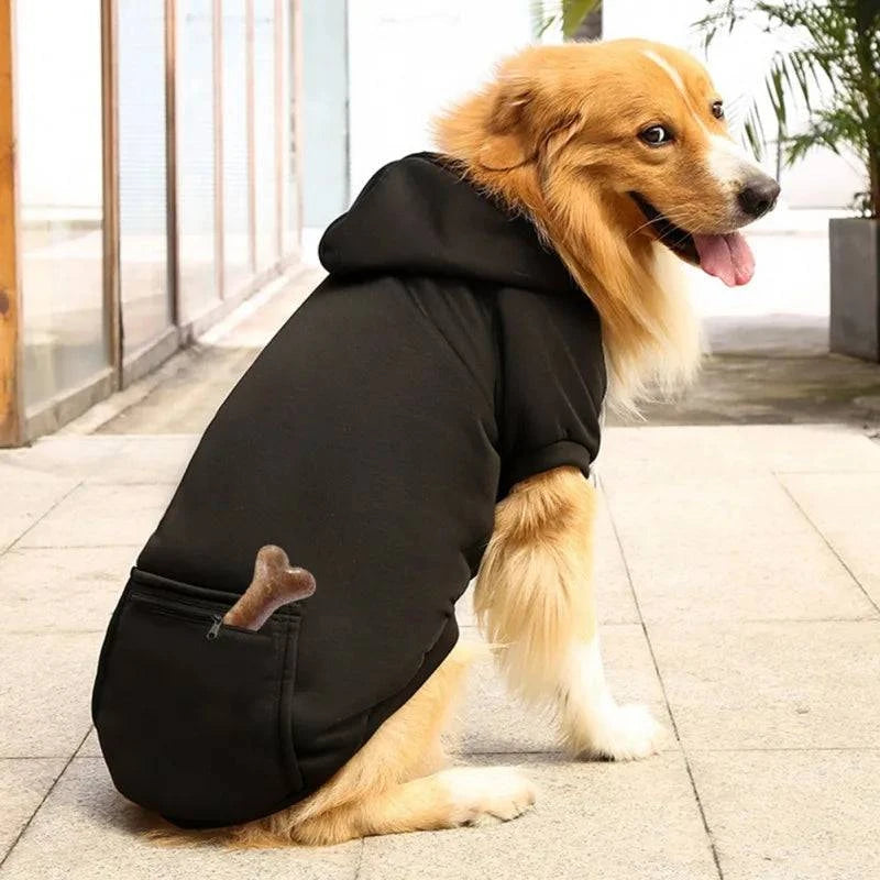 Stylish Autumn Winter Dog Sweater Hoodie with Zippered Pocket - Solid Color Apparel for Dogs of All Sizes - Home Fads