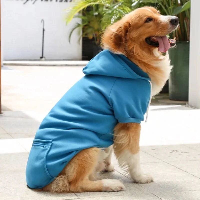 Stylish Autumn Winter Dog Sweater Hoodie with Zippered Pocket - Solid Color Apparel for Dogs of All Sizes - Home Fads