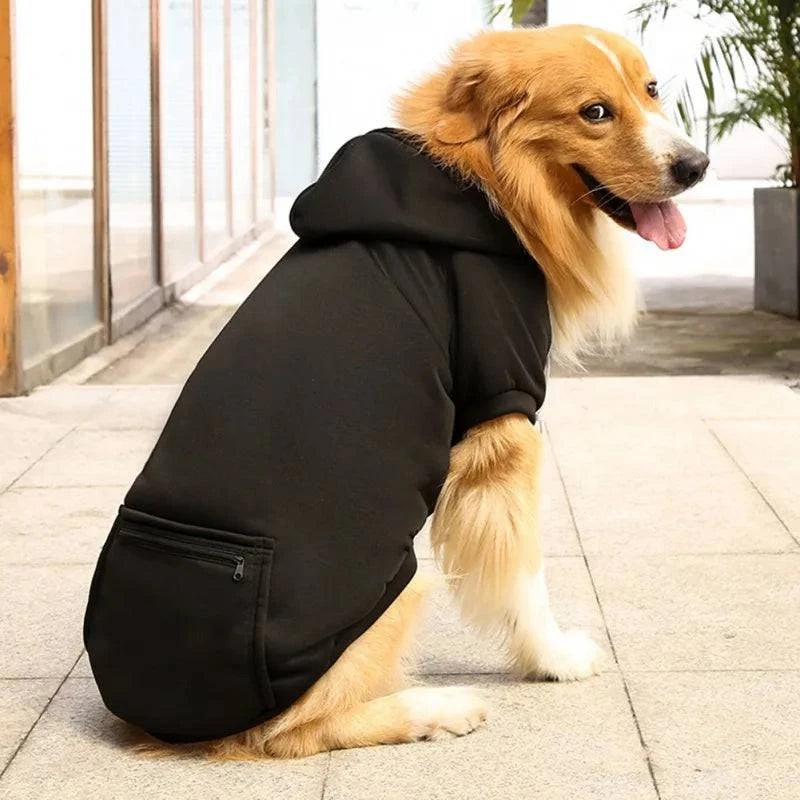 Stylish Autumn Winter Dog Sweater Hoodie with Zippered Pocket - Solid Color Apparel for Dogs of All Sizes - Home Fads