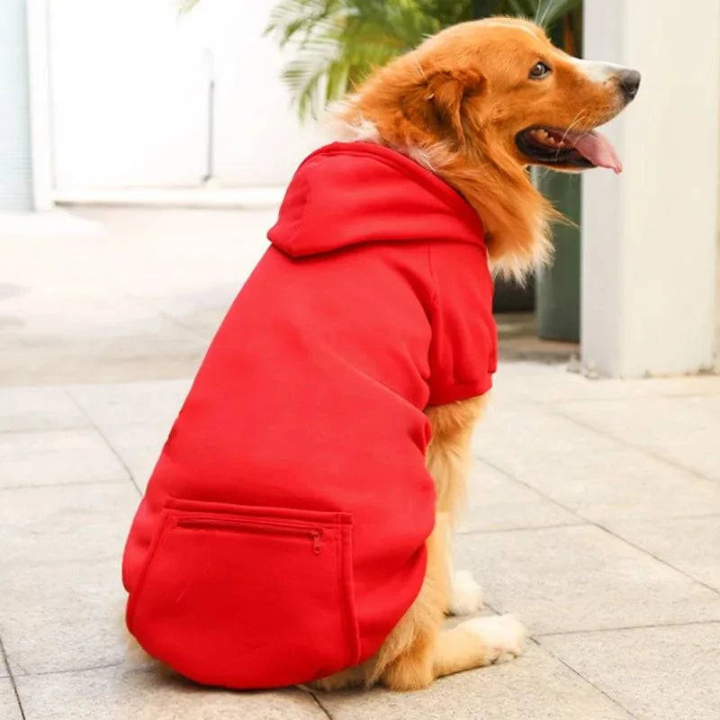 Stylish Autumn Winter Dog Sweater Hoodie with Zippered Pocket - Solid Color Apparel for Dogs of All Sizes - Home Fads