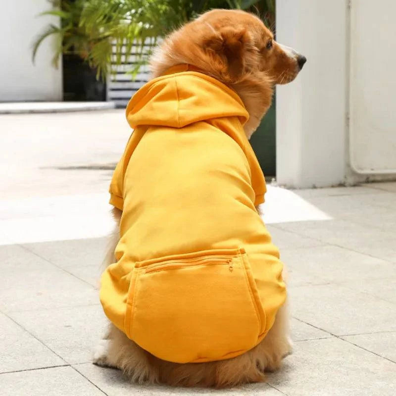 Stylish Autumn Winter Dog Sweater Hoodie with Zippered Pocket - Solid Color Apparel for Dogs of All Sizes - Home Fads
