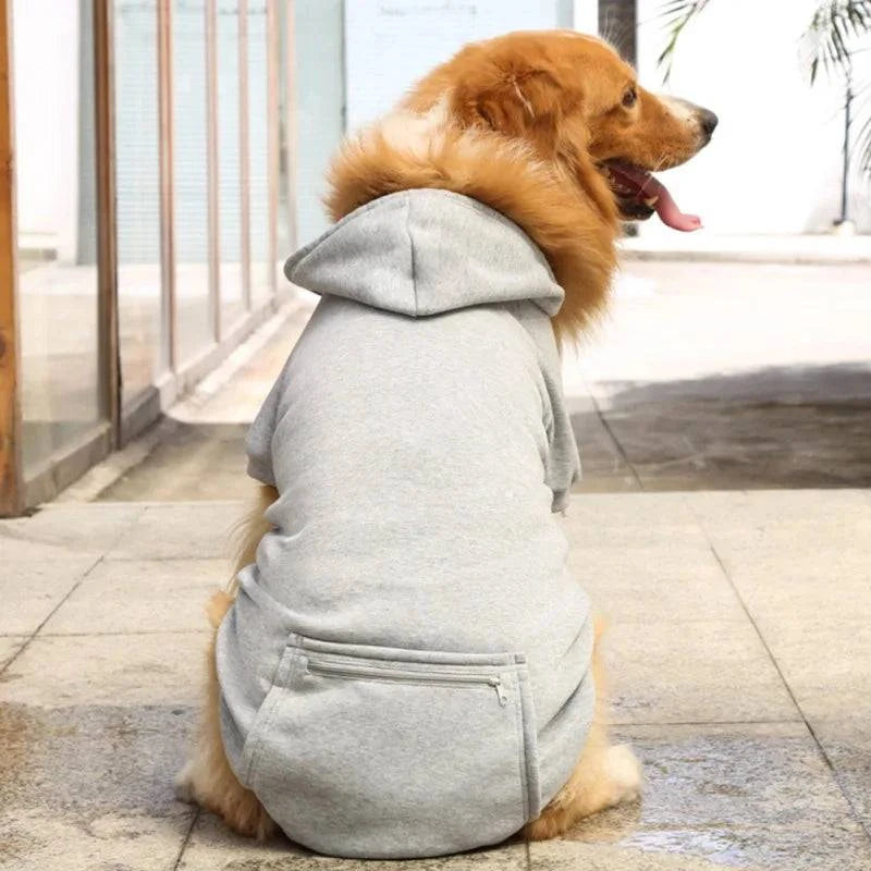 Stylish Autumn Winter Dog Sweater Hoodie with Zippered Pocket - Solid Color Apparel for Dogs of All Sizes - Home Fads