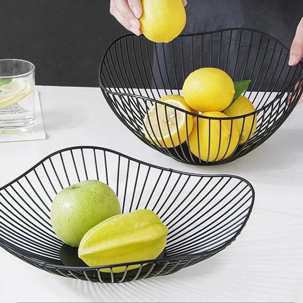 Stylish Metal Wire Fruit Basket: Choose from Four Unique Designs for Sophisticated Dining Table Decor in Black or Gold - Home Fads
