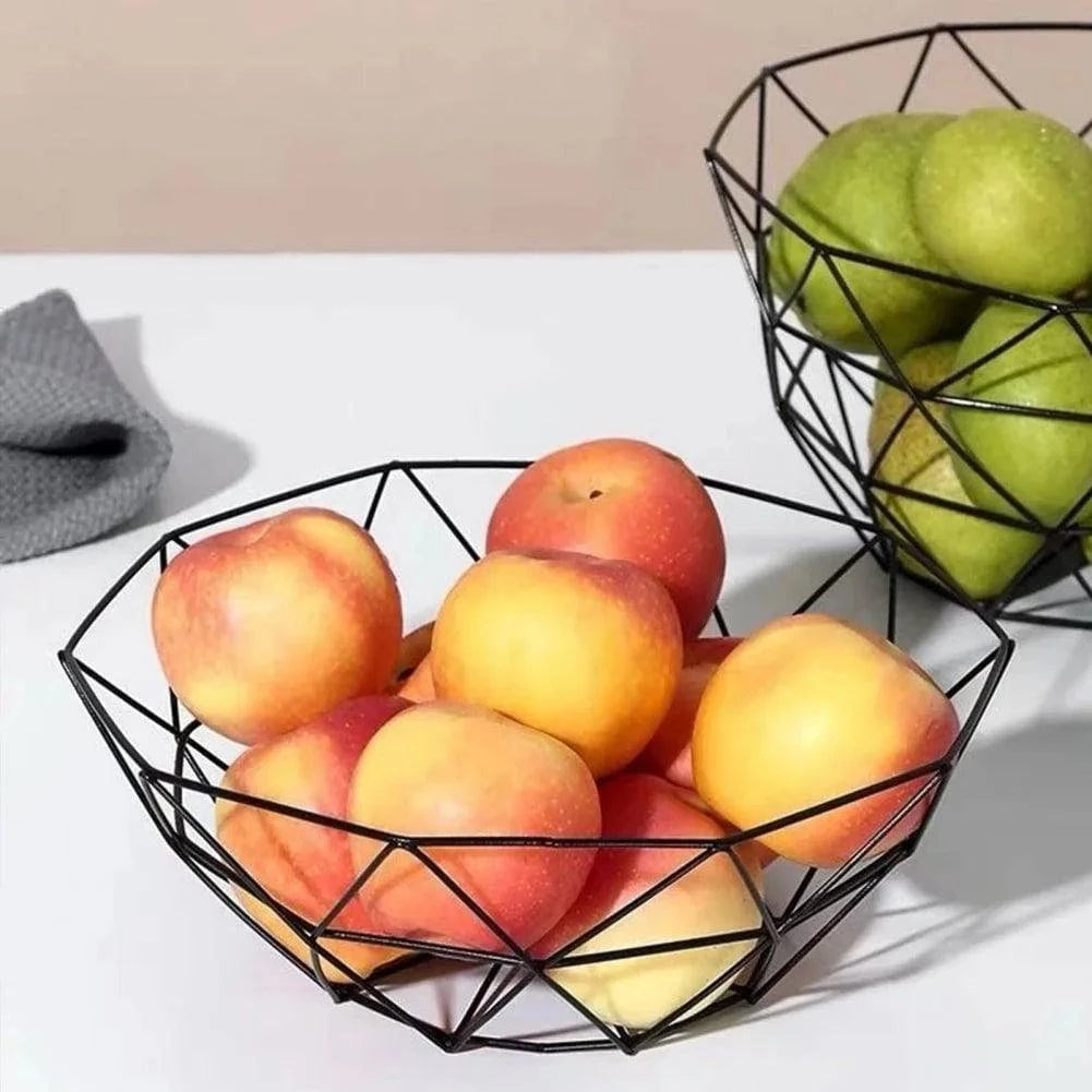 Stylish Metal Wire Fruit Basket: Choose from Four Unique Designs for Sophisticated Dining Table Decor in Black or Gold - Home Fads