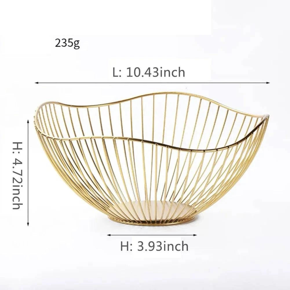 Stylish Metal Wire Fruit Basket: Choose from Four Unique Designs for Sophisticated Dining Table Decor in Black or Gold - Home Fads