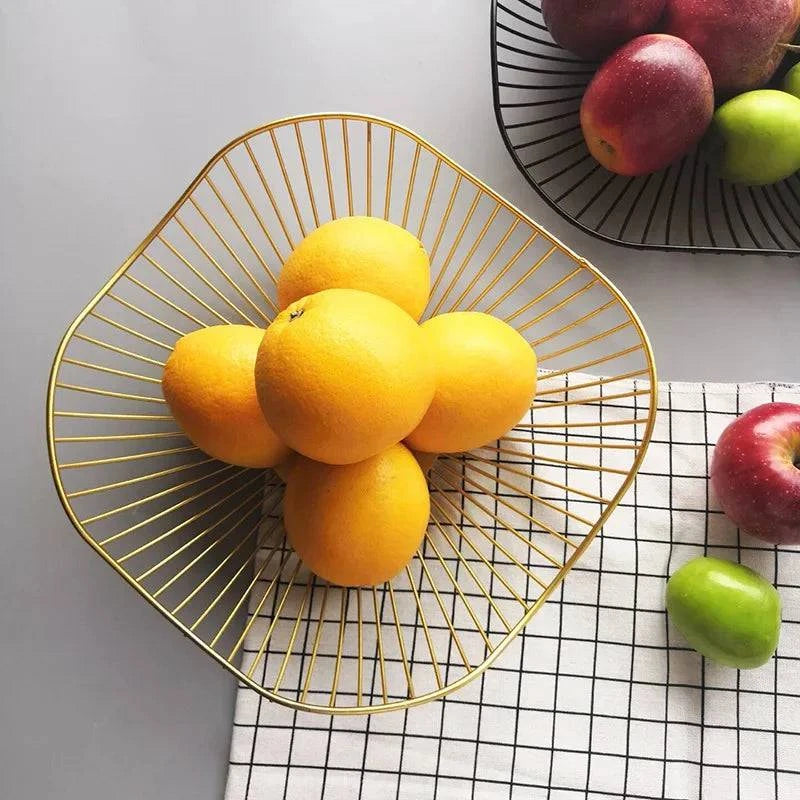 Stylish Metal Wire Fruit Basket: Choose from Four Unique Designs for Sophisticated Dining Table Decor in Black or Gold - Home Fads