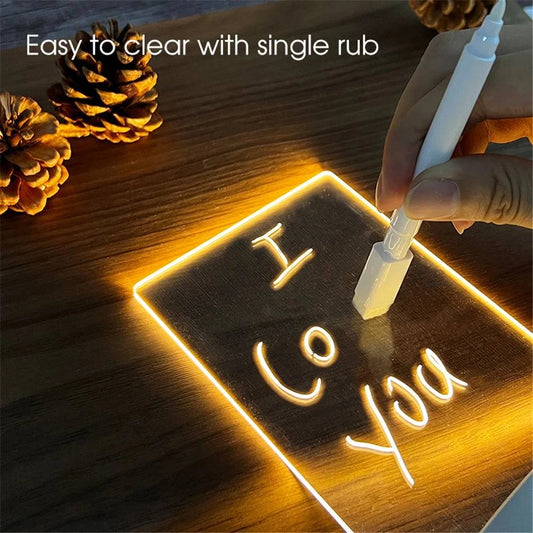 Transparent LED Night Light with Acrylic Message Board – USB Powered Ornament, Perfect Gift for Valentine's Day, Birthdays, and More - Home Fads